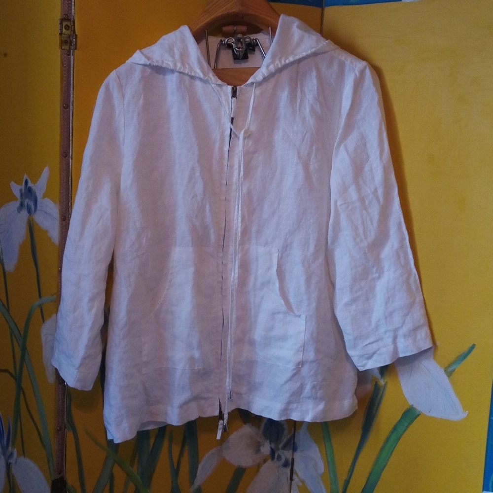 White Linen Hoodie